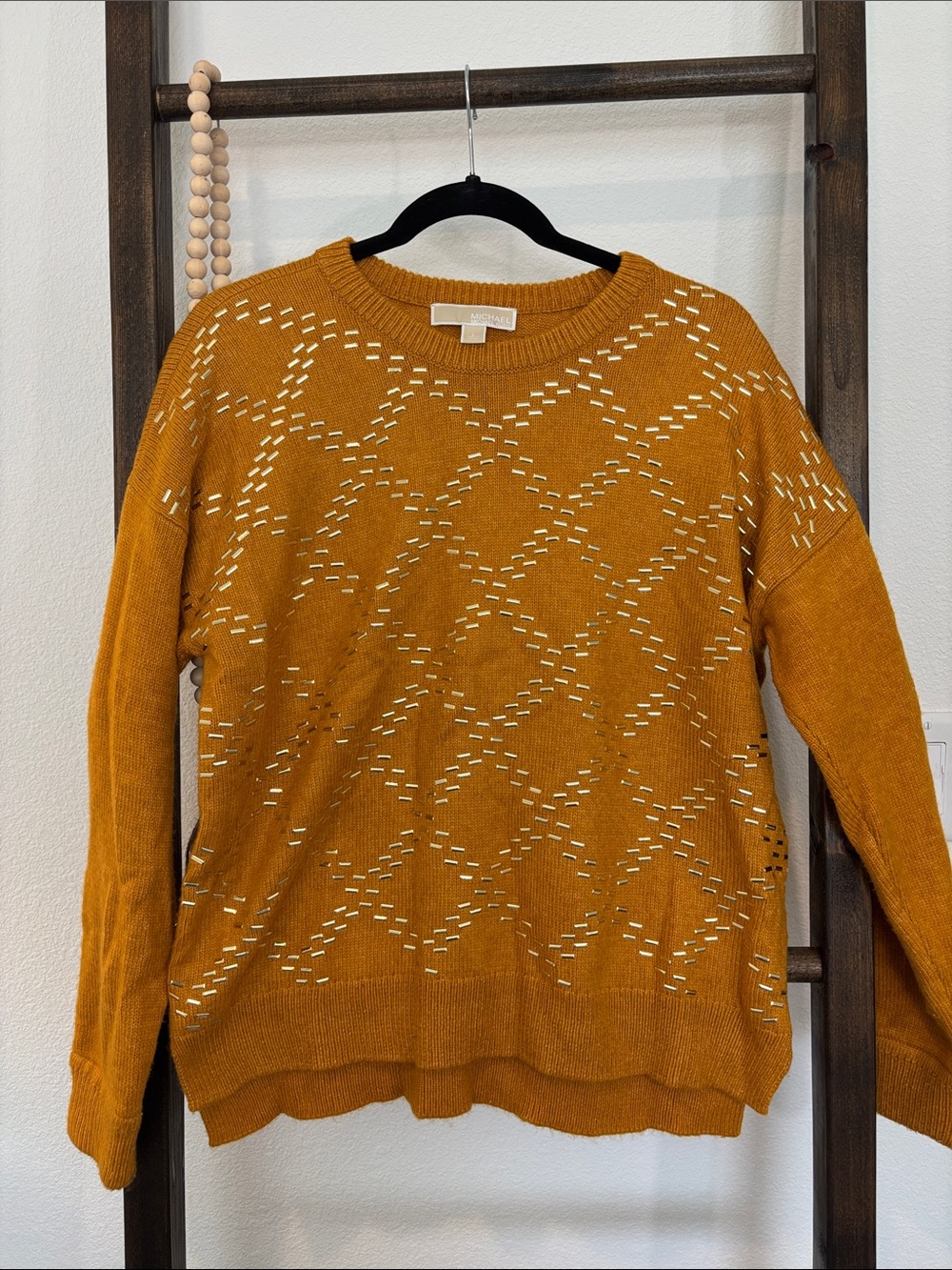 🌝Michael Kors Mustard Openwork Crewneck Sweater